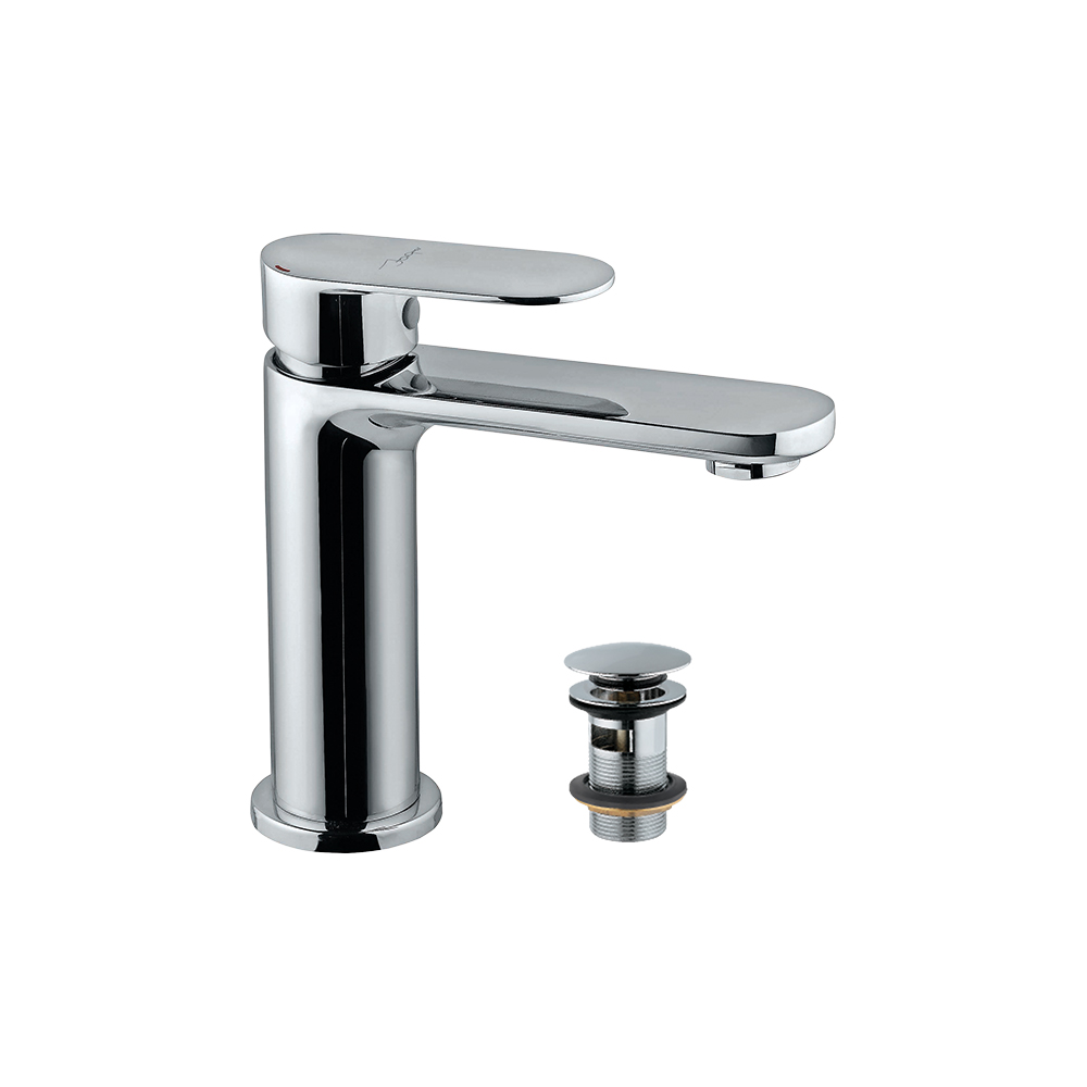 Смеситель для раковины Jaquar Opal Prime OPP-CHR-15011BPMCLW — смеситель и донный клапан крупным планом