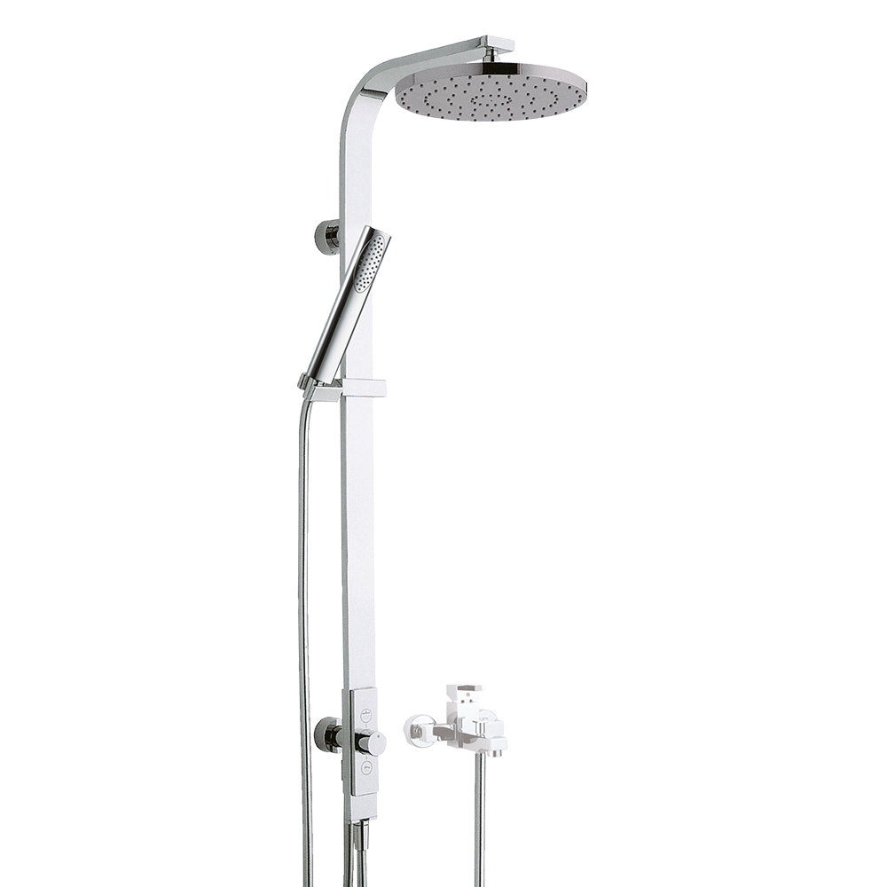 Душевая штанга Jaquar Shower Pipe хром — вид сбоку на систему с лейками