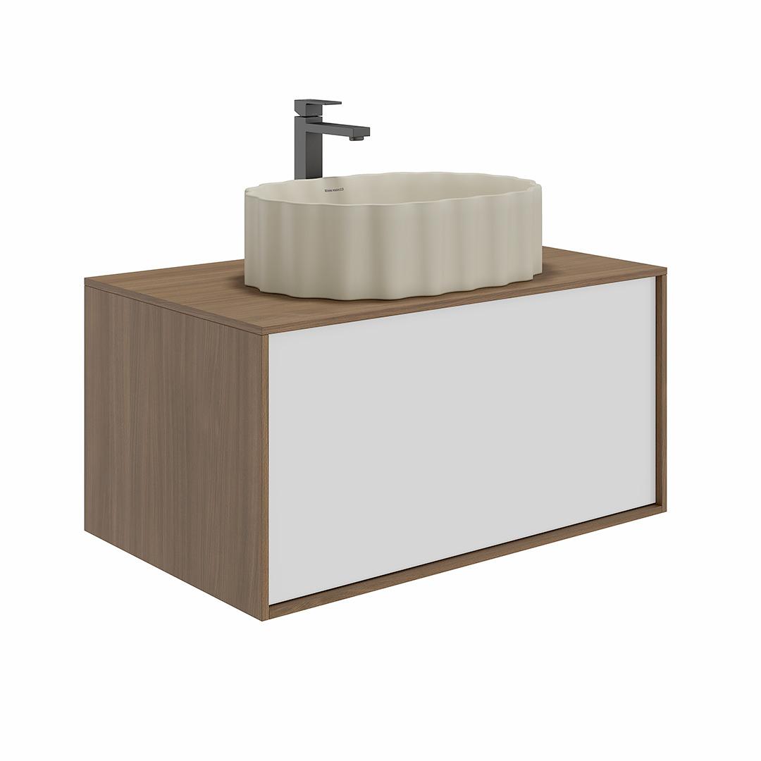 Тумба KERAMA MARAZZI Atollo напольная/подвесная с ящиком 80, белая матовая