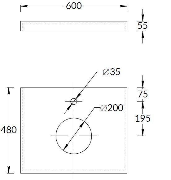 Спец. изделие декоративное из керамогранита Роверелла 60x48, серое