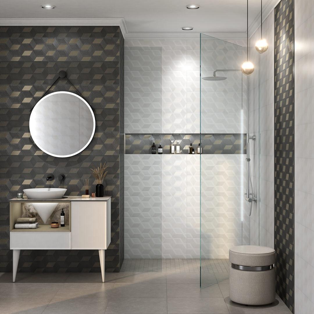 Тумба KERAMA MARAZZI Cubo подвесная, с открытой полкой и ящиками 97, белая матовая-лимо
