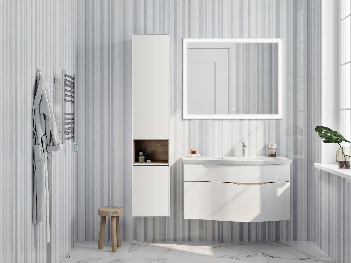 Шкаф-пенал PLAZA Modern подвесной 170 белый 2 дверцы push