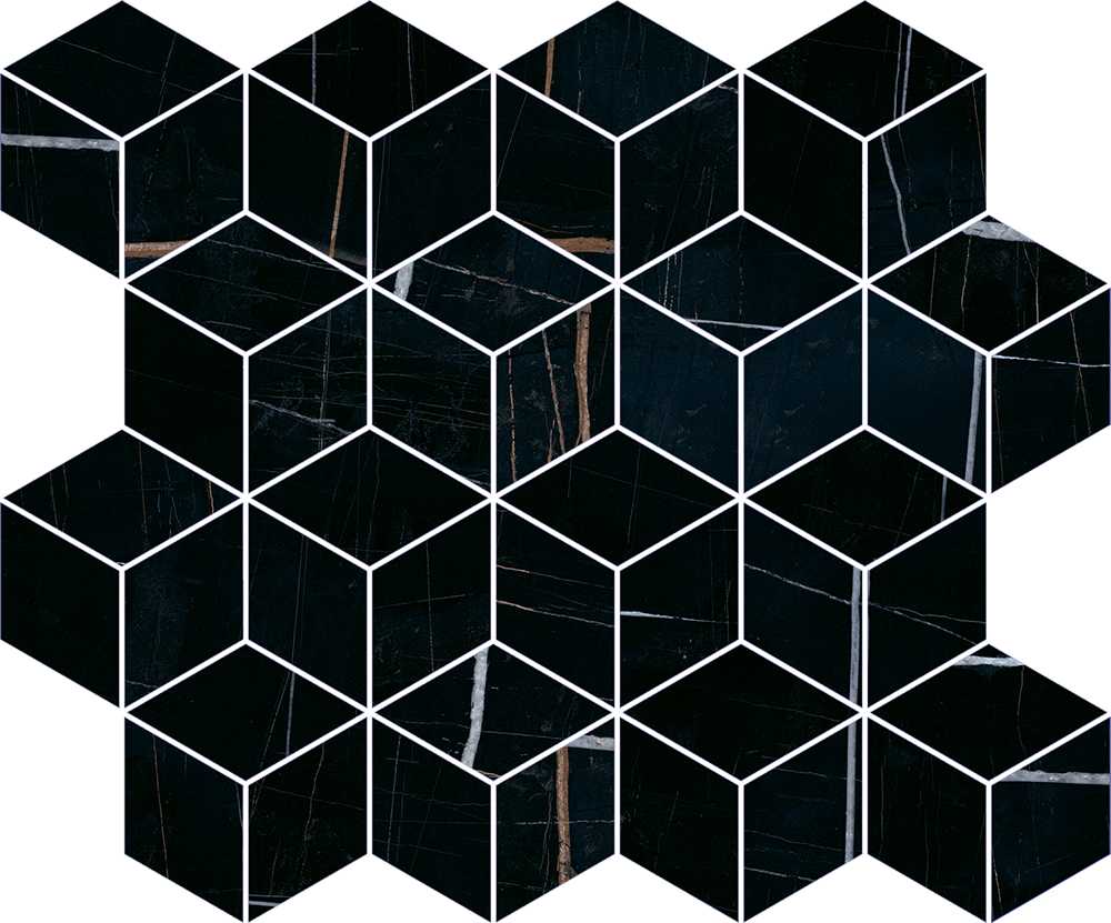 Декор Греппи черный мозаичный глянцевый 45x37,5