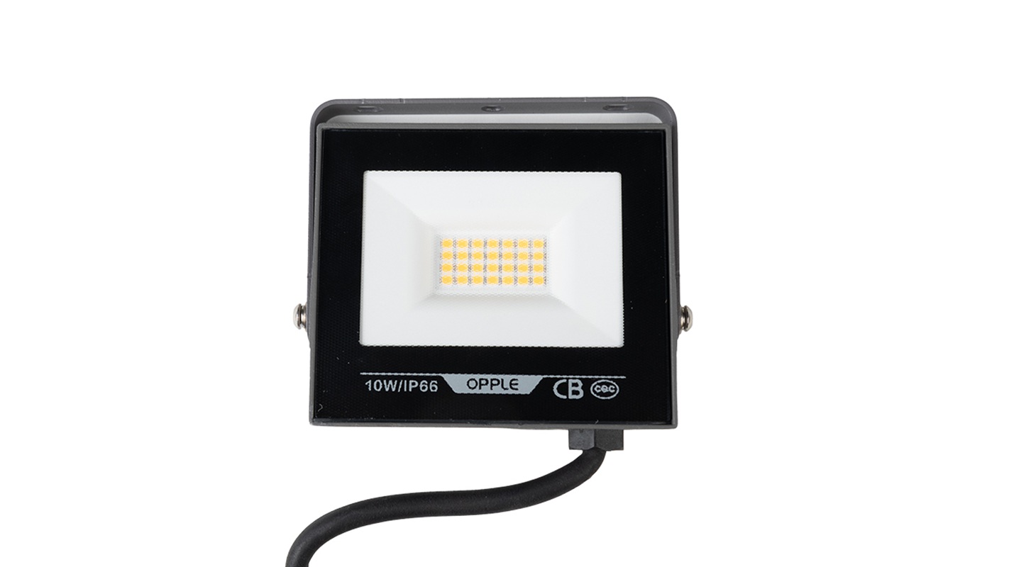 Прожектор светодиодный уличный OPPLE LED Floodlight EQ3 10W-3000-GY-GP поворотный — вид спереди на корпус