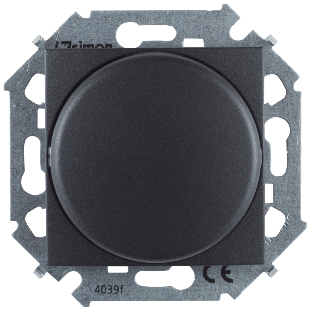 Светорегулятор Simon 15 поворотный, LED, 5-215 Вт, 230 В, винтовой, графит — вид спереди на механизм