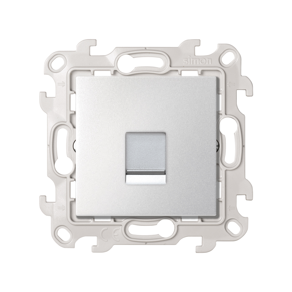 Розетка Simon 24 Harmonie RJ45, кат.5e, UTP, алюминий — передний вид на монтажную рамку