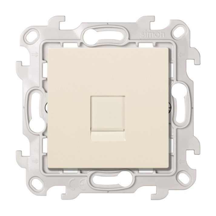 Розетка компьютерная Simon 24 Harmonie RJ45, кат.6 UTP, слоновая кость — вид спереди на механизм