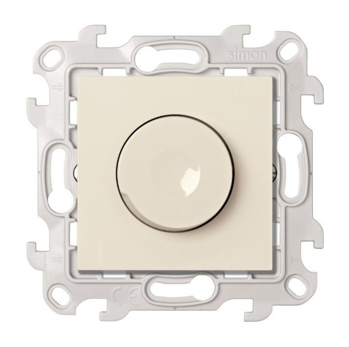 Светорегулятор Simon 24 Harmonie LED, поворотно-нажимной, проходной 6-60 Вт, 230 В, слоновая кость — вид спереди на устройство