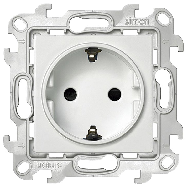 Розетка Simon 24 Harmonie Push&Go, 2К+3, без шторок, белый — вид спереди на механизм