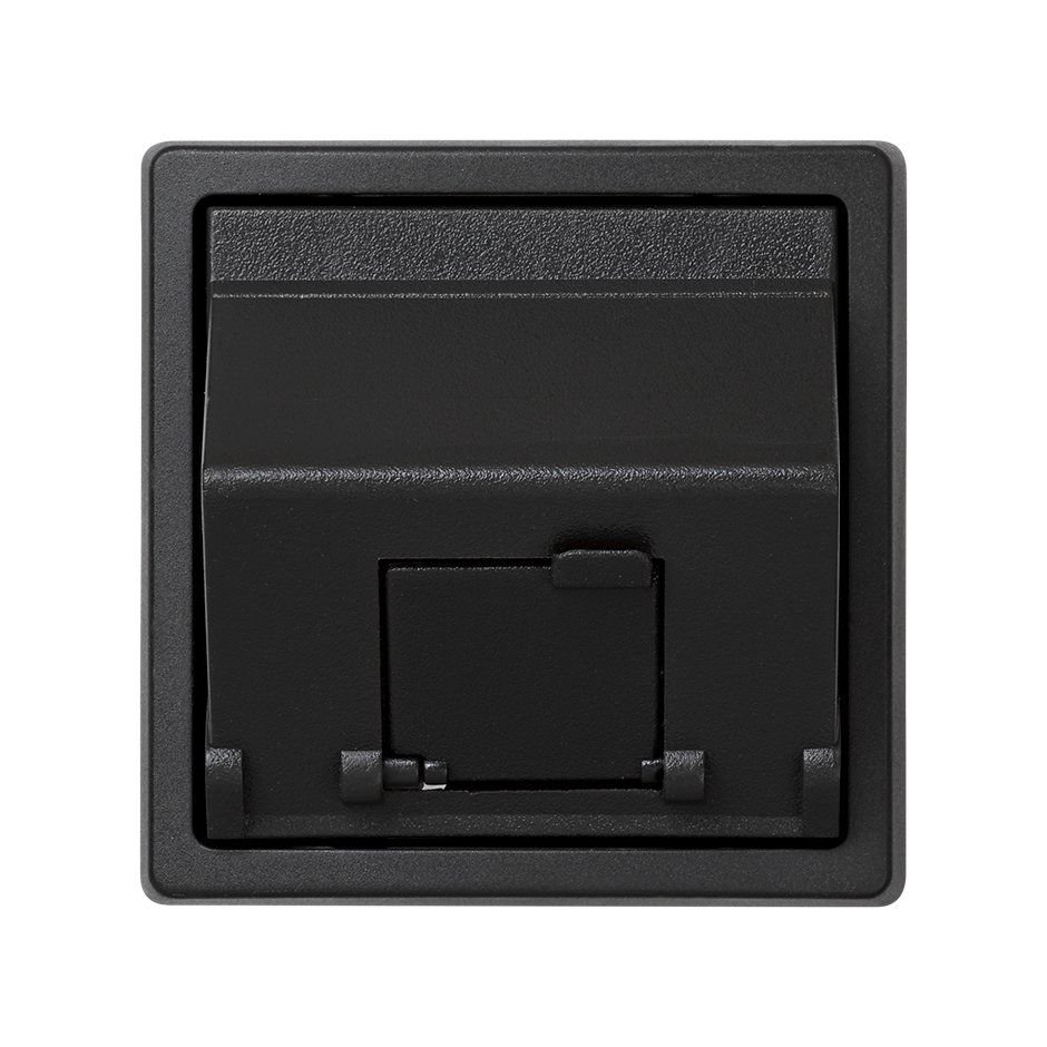Розетка Simon 73 Loft наклонная для передачи данных со шторкой Simon 73 Loft, на 1 разъем Keystone RJ45 + вкладыш — вид спереди на устройство
