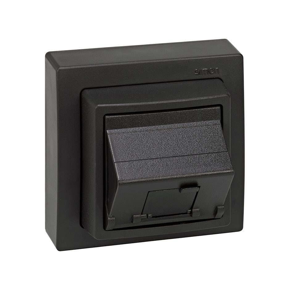 Розетка Simon 73 Loft наклонная для передачи данных со шторкой Simon 73 Loft, на 1 разъем Keystone RJ45 + вкладыш — вид под углом
