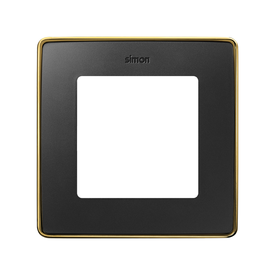 Рамка Simon 82 Detail графит, золотое основание — вид спереди