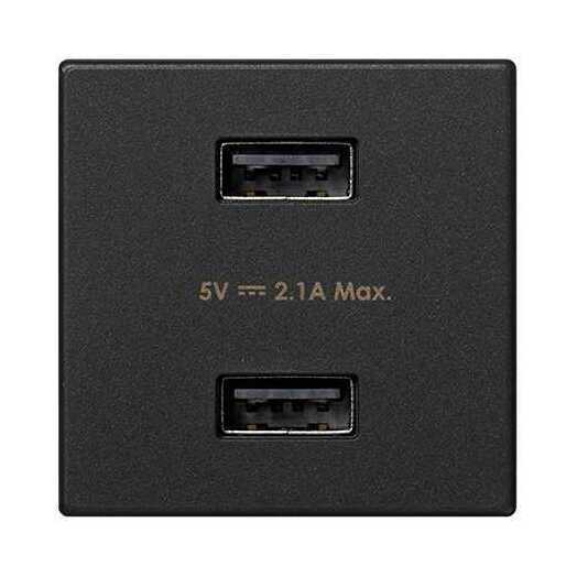 Зарядное устройство Simon Connect K45, USB A+A 10W, графит — вид спереди на разъемы
