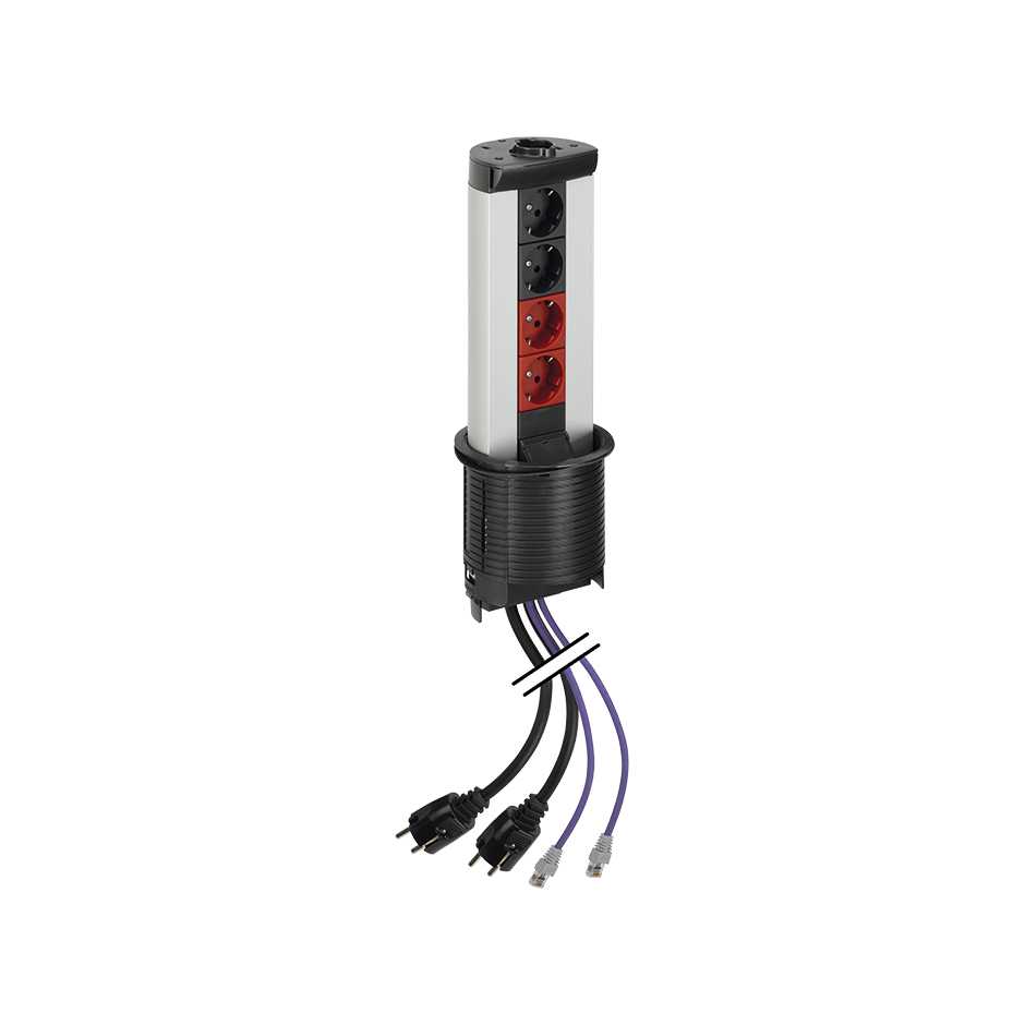 Адаптер Simon Connect K45 прямой на 1 разъем RJ45 со шторкой, графит — вид под углом с проводами