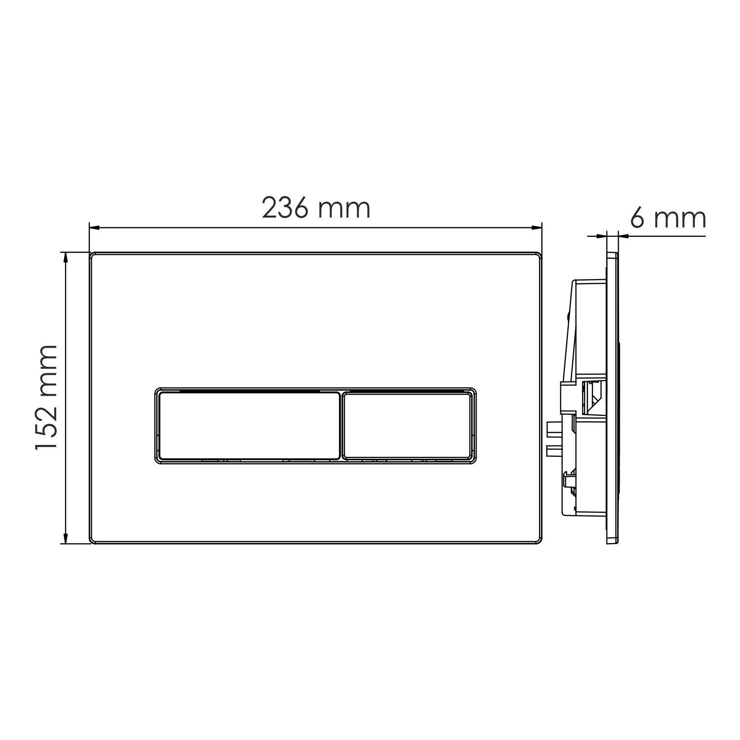 Инсталляция Wasserkraft Abens для унитаза — чертёж с размерами двух видов