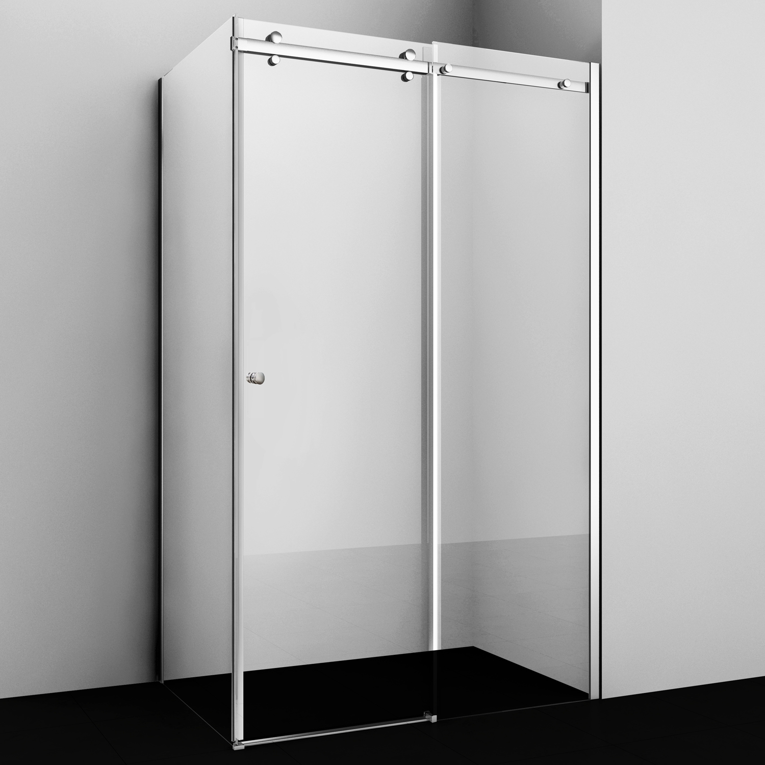 Душевой уголок Wasserkraft Vils 56R 110x90 — стеклянная конструкция в углу с белыми стенами