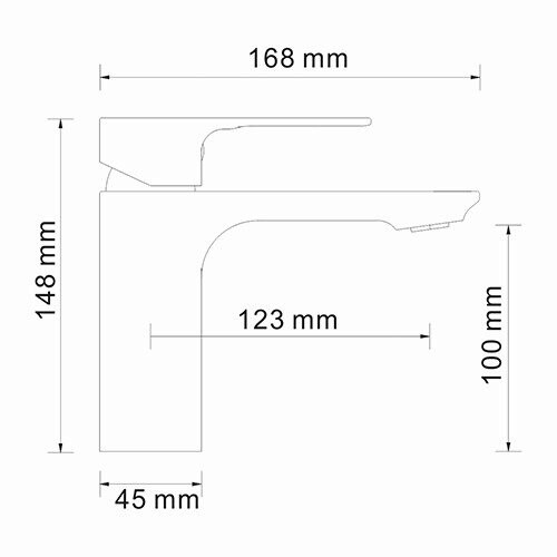 Смеситель для раковины Wasserkraft Dinkel 5800 — чертёж с размерами