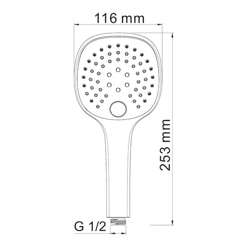 Ручной душ Wasserkraft Exter 1600 — чертёж с размерами