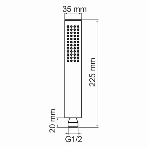 Ручной душ Wasserkraft 3.5 см, 1-функциональный — чертёж с размерами
