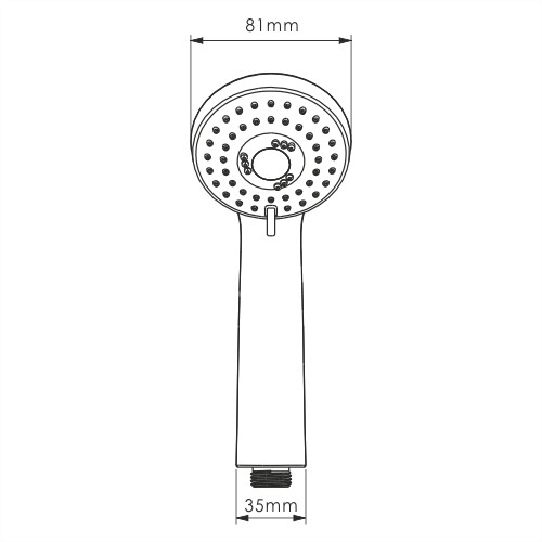 Ручной душ Wasserkraft Wern 4200 — чертёж с размерами