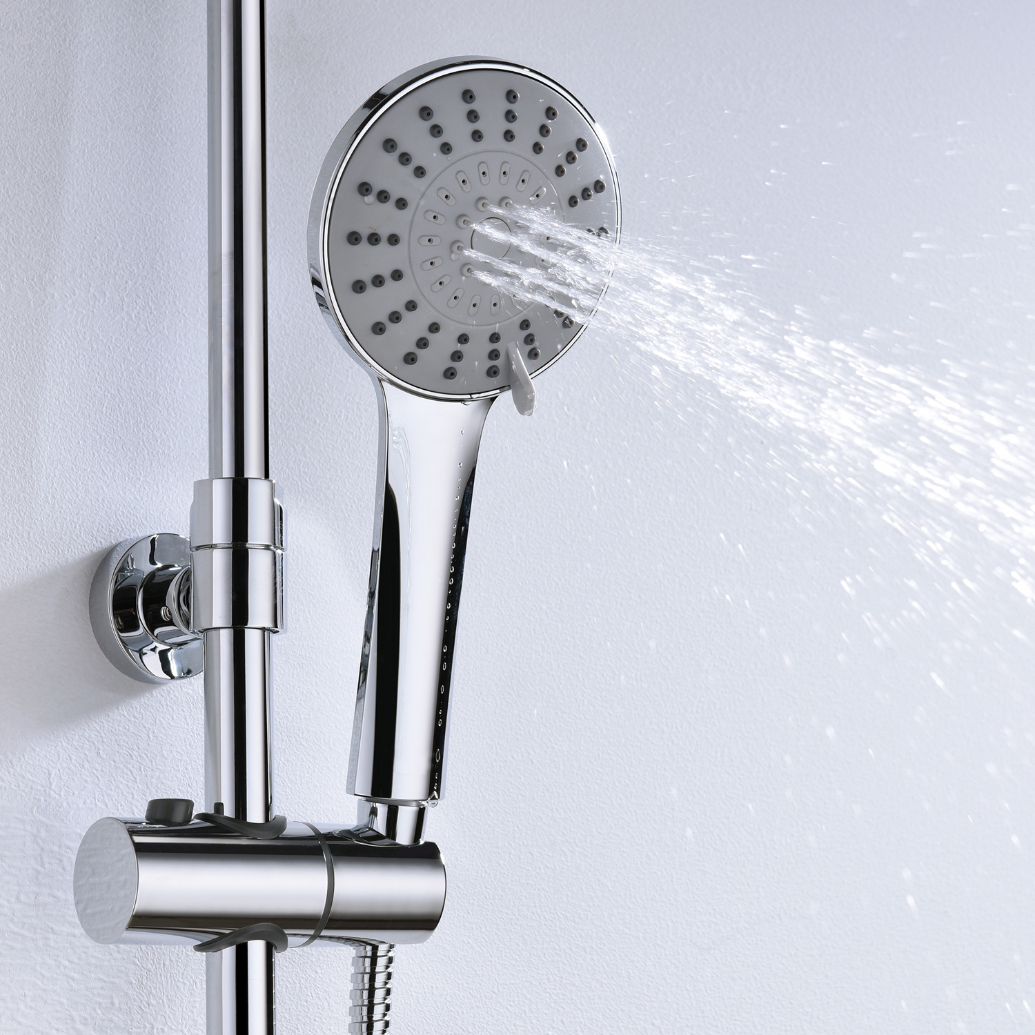 Душевая система Wasserkraft со смесителем, с тропическим душем + лейка — ручной держатель с потоком воды