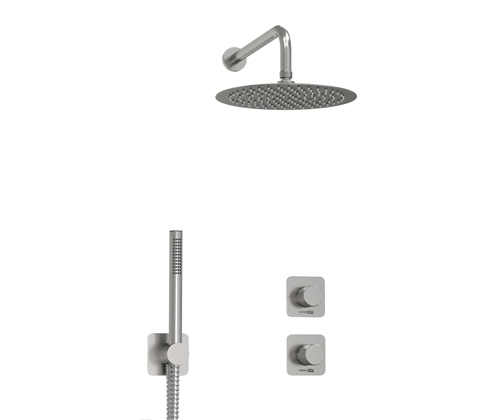 Душевая система Wasserkraft Tauber 6400 с тропическим душем + лейка — вид на компоненты смесителя
