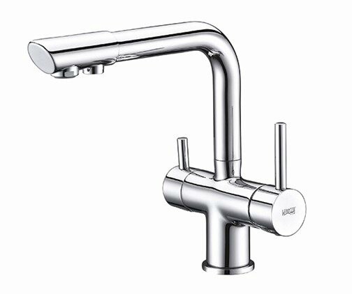 Смеситель для кухни Wasserkraft с подключением к фильтру — вид сбоку под углом