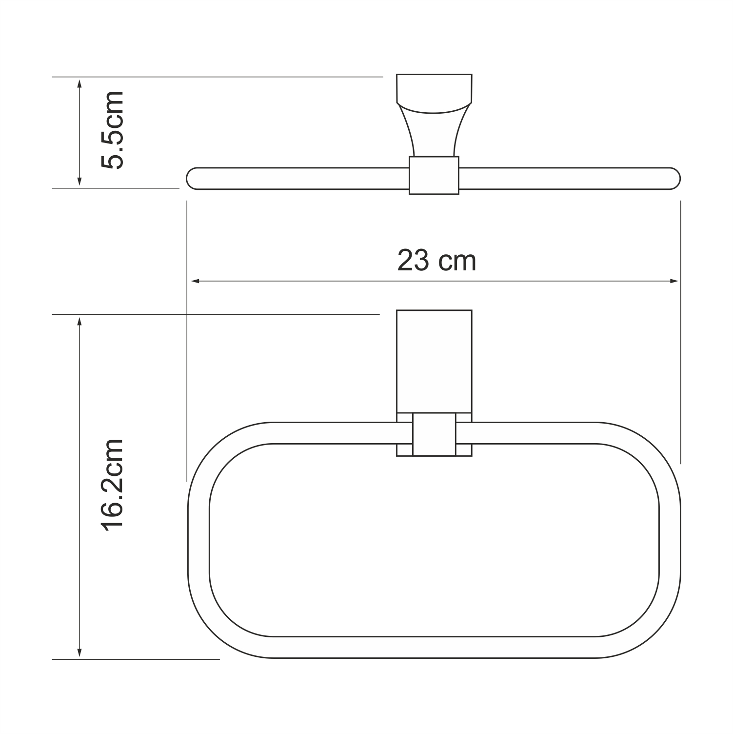 Держатель для полотенца Wasserkraft Leine K-5000White — чертёж с размерами изделия