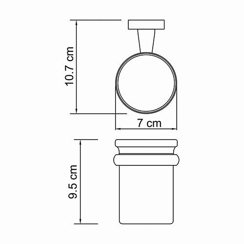 Стакан Wasserkraft Lippe K-6500 для зубных щеток — чертёж с размерами