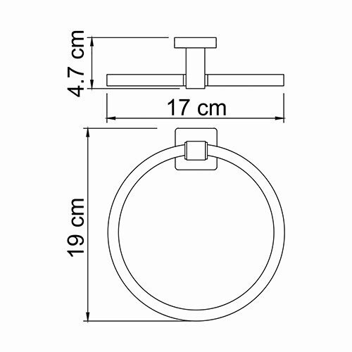 Держатель для полотенца Wasserkraft Lippe K-6500 — чертёж с размерами