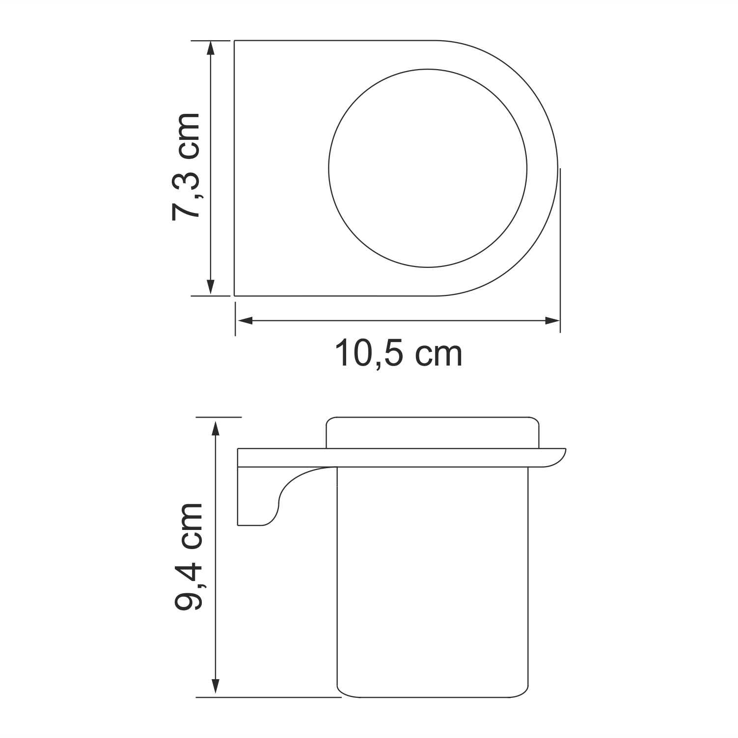 Стакан Wasserkraft Kammel K-8300 для зубных щеток — чертёж с размерами