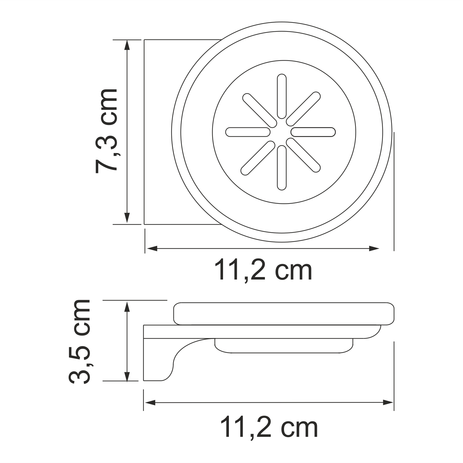 Мыльница Wasserkraft Kammel K-8300White — чертёж с размерами