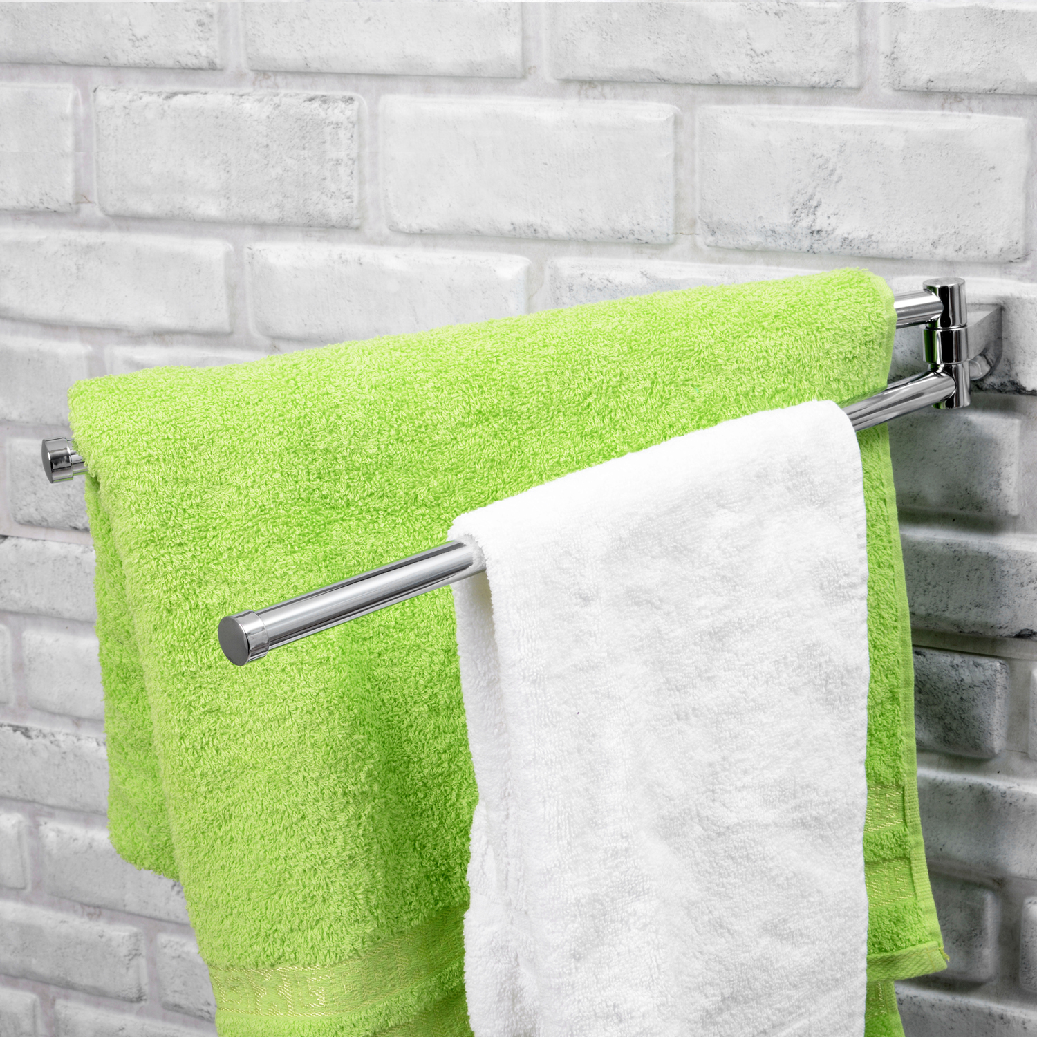 Держатель для полотенца Wasserkraft Kammel K-8300 двойной — на белой кирпичной стене