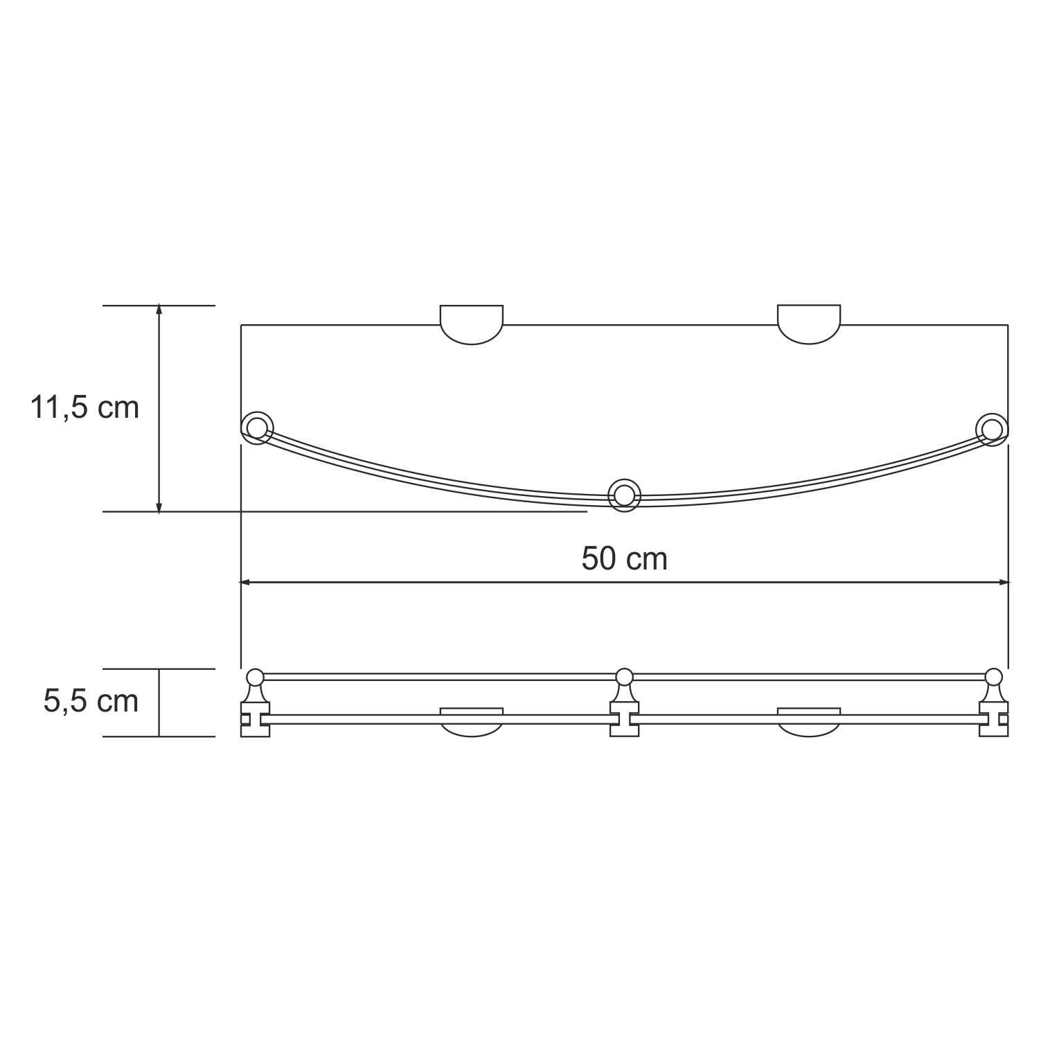 Полка Wasserkraft Kammel K-8300 с бортиком — чертёж с размерами