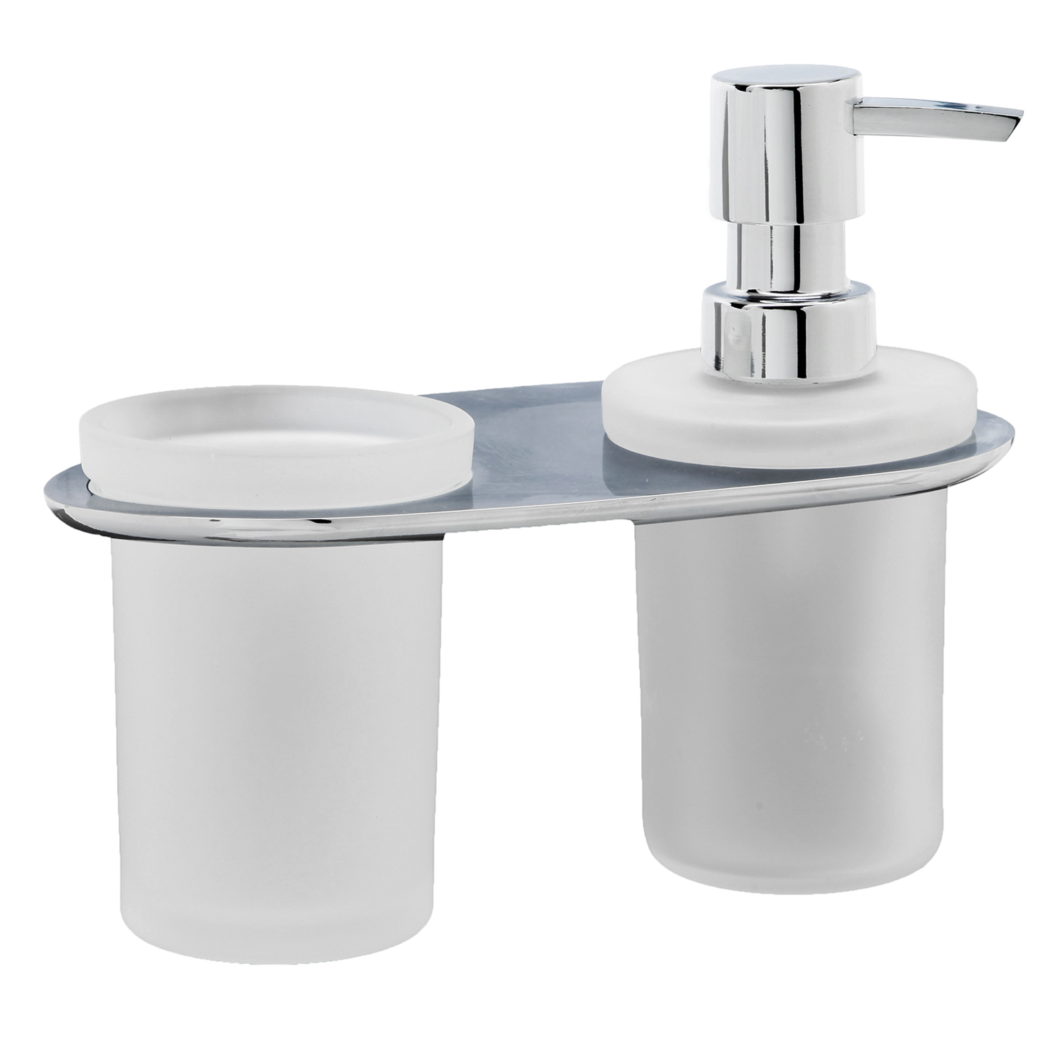 Дозатор Wasserkraft Kammel K-8300 для жидкого мыла, со стаканом — вид сбоку на устройство с двумя емкостями