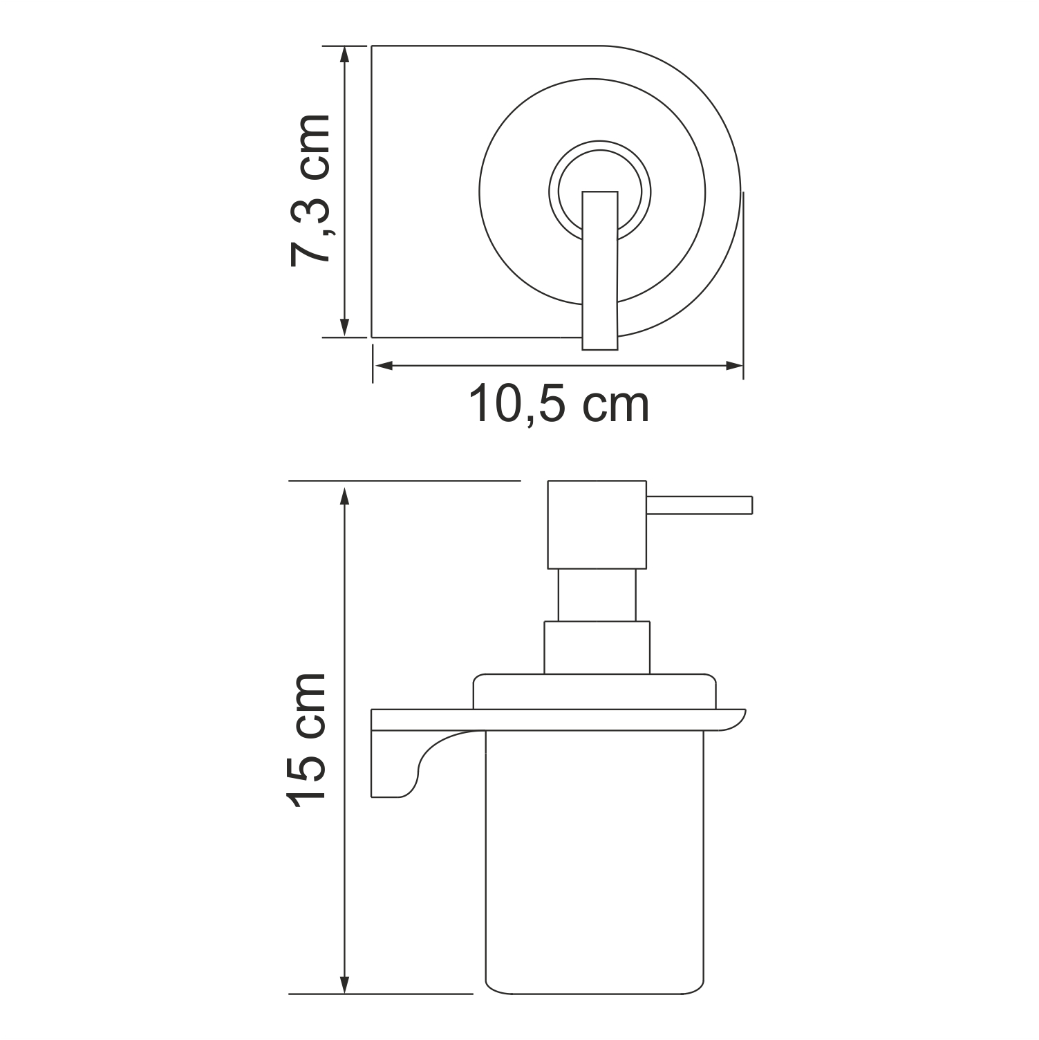 Дозатор Wasserkraft Kammel K-8300White для жидкого мыла — чертёж с размерами изделия