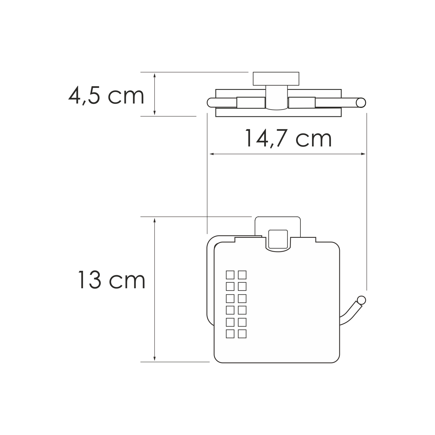 Держатель туалетной бумаги Wasserkraft Rhin с крышкой — чертёж с размерами