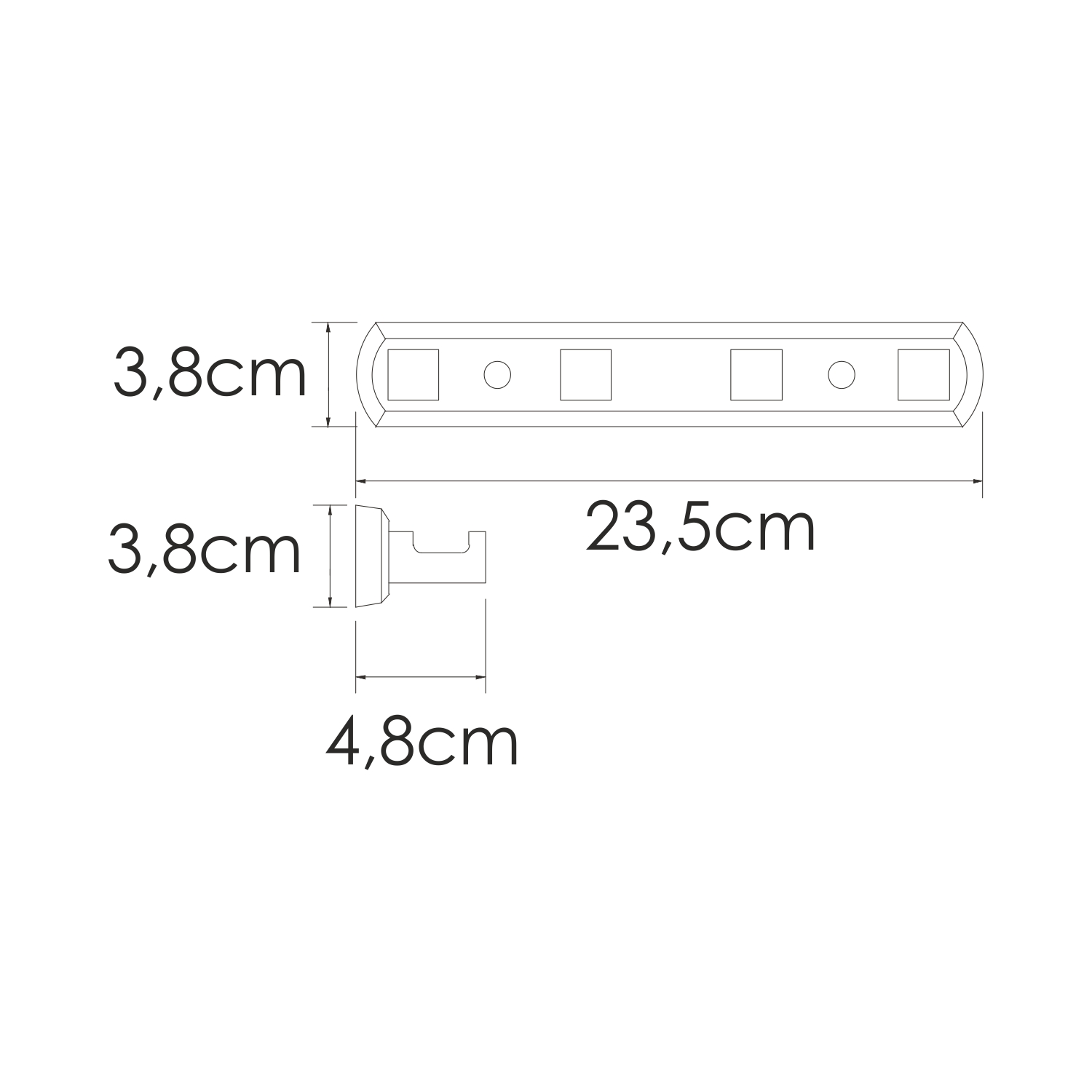 Планка с крючками Wasserkraft Rhin K-8700 — чертёж с размерами